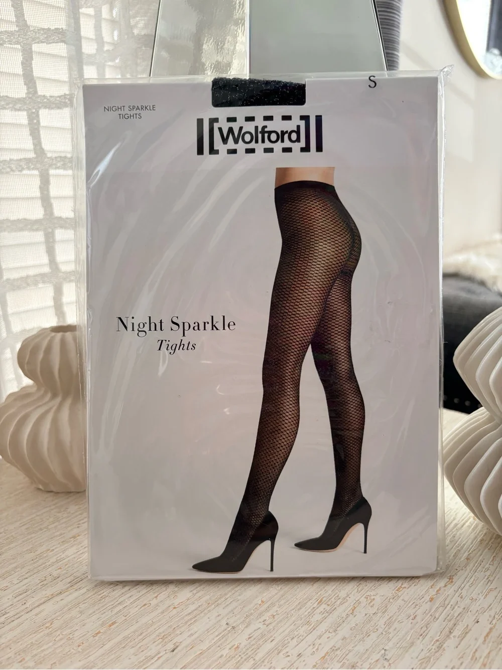 NWT Wolford Night Sparkle Tights Black/Silver Size S